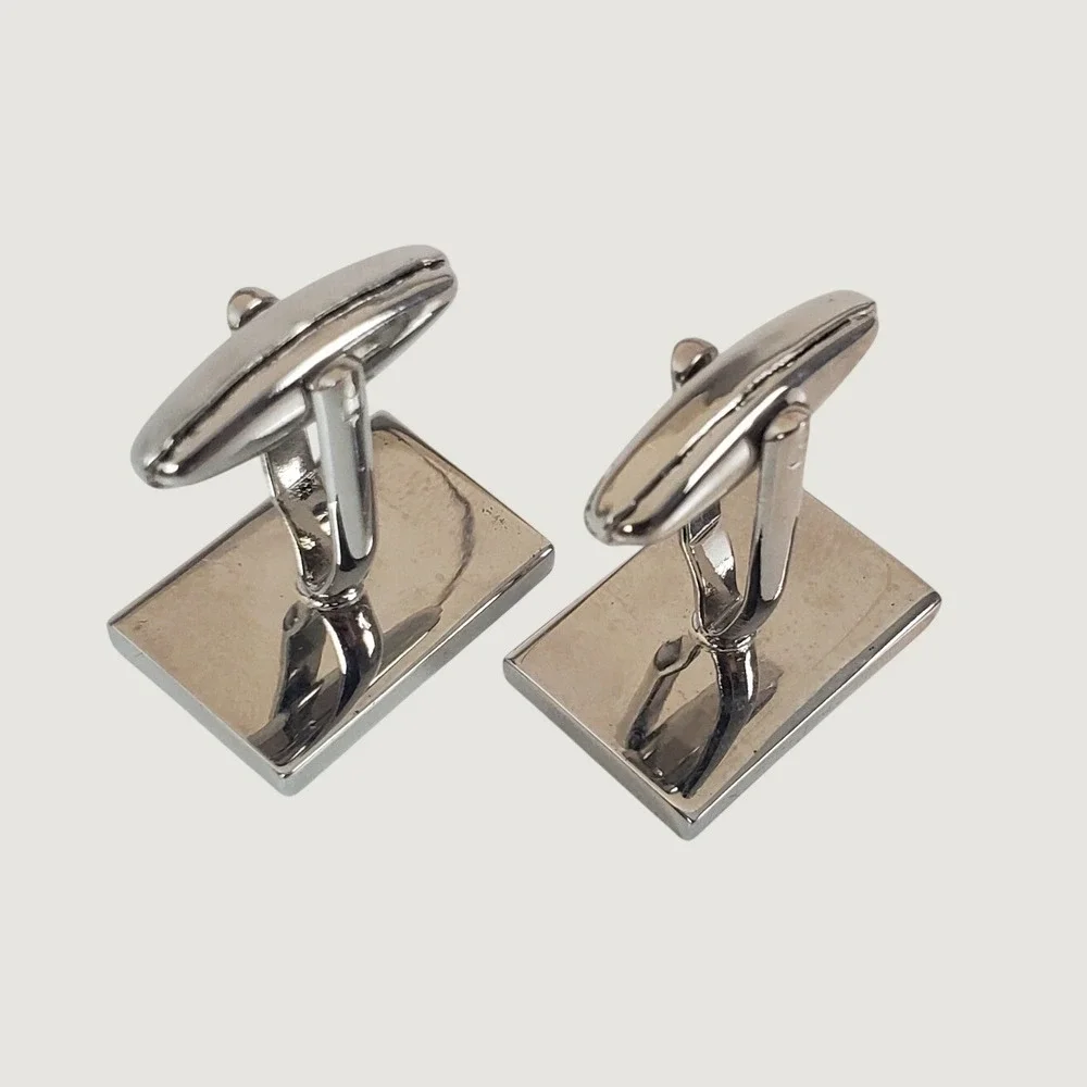 Mens American Flag Cufflinks Silver Tone Red White Blue Enamel Patriotic USA
